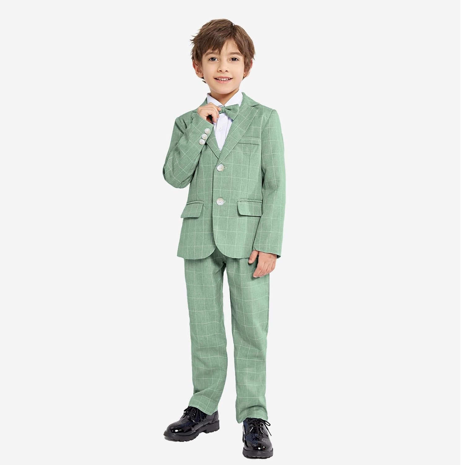 LOLANTA Boys Suit Wedding Ring Bearer Outfit Kids Suit Set, Blazer Pants Bow Tie Dress Clothes Formal Wear
