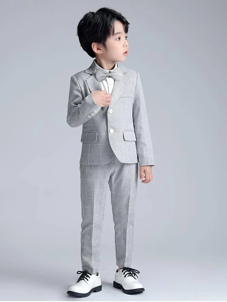 LOLANTA Boys Suit Wedding Ring Bearer Outfit Kids Suit Set, Blazer Pants Bow Tie Dress Clothes Formal Wear