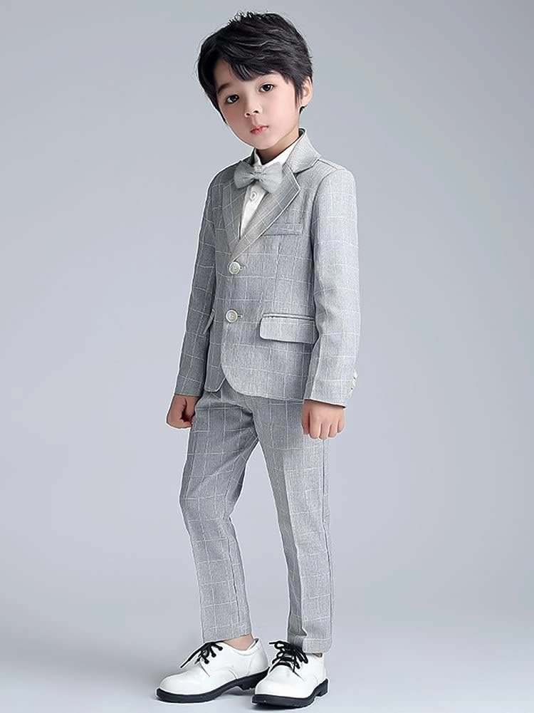 LOLANTA Boys Suit Wedding Ring Bearer Outfit Kids Suit Set, Blazer Pants Bow Tie Dress Clothes Formal Wear