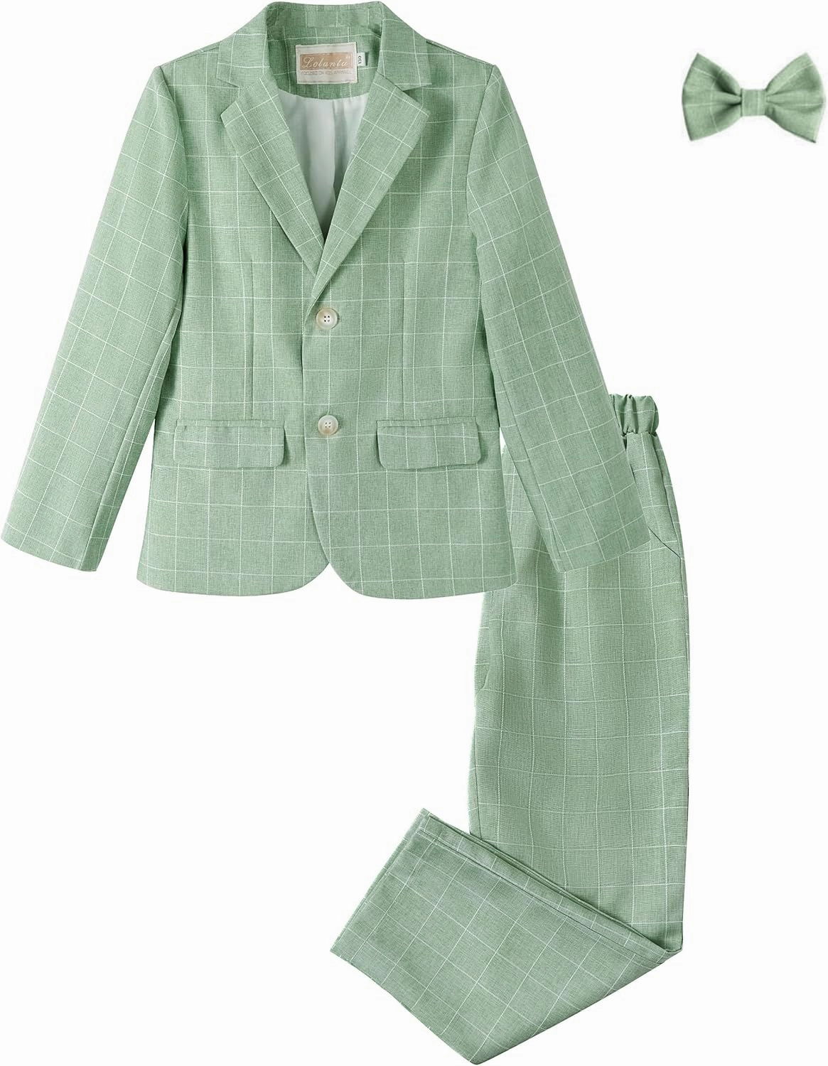 LOLANTA Boys Suit Wedding Ring Bearer Outfit Kids Suit Set, Blazer Pants Bow Tie Dress Clothes Formal Wear