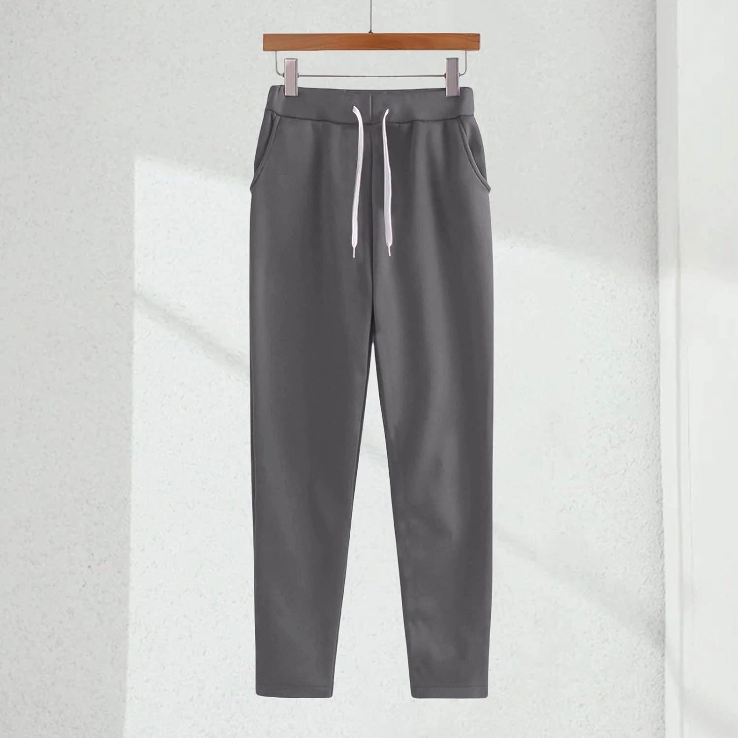 Lounge Matching Set Solid Color with Hat Sports Suit Women Fashion Slim Sweatpants with Multi Pockets