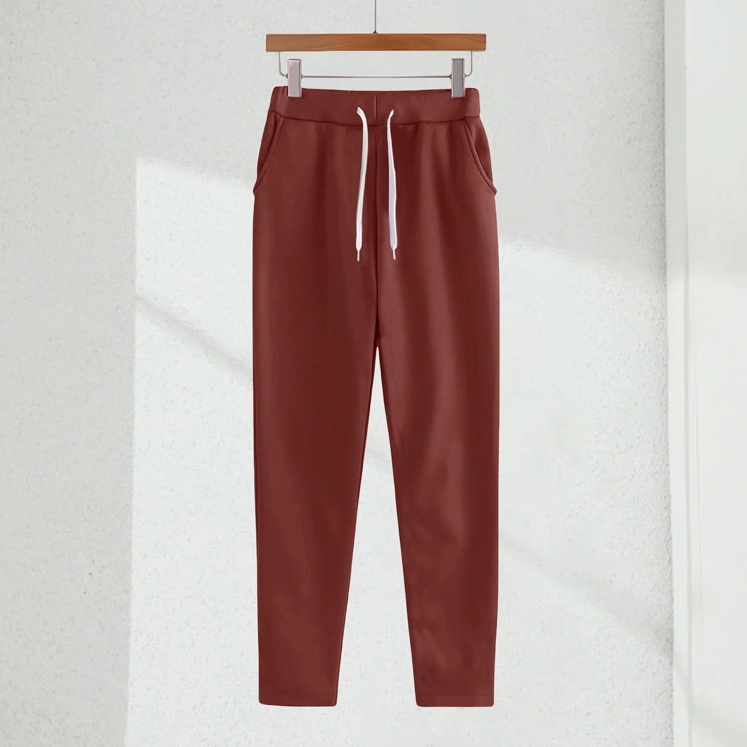 Lounge Matching Set Solid Color with Hat Sports Suit Women Fashion Slim Sweatpants with Multi Pockets