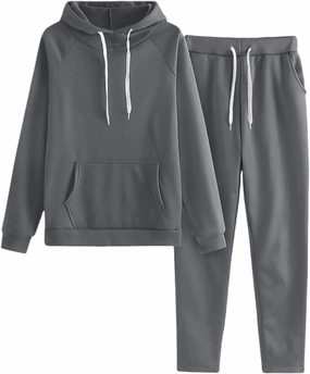 Lounge Matching Set Solid Color with Hat Sports Suit Women Fashion Slim Sweatpants with Multi Pockets