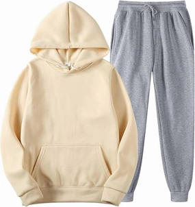 Lounge Matching Set Solid Color with Hat Sports Suit Women Fashion Slim Sweatpants with Multi Pockets