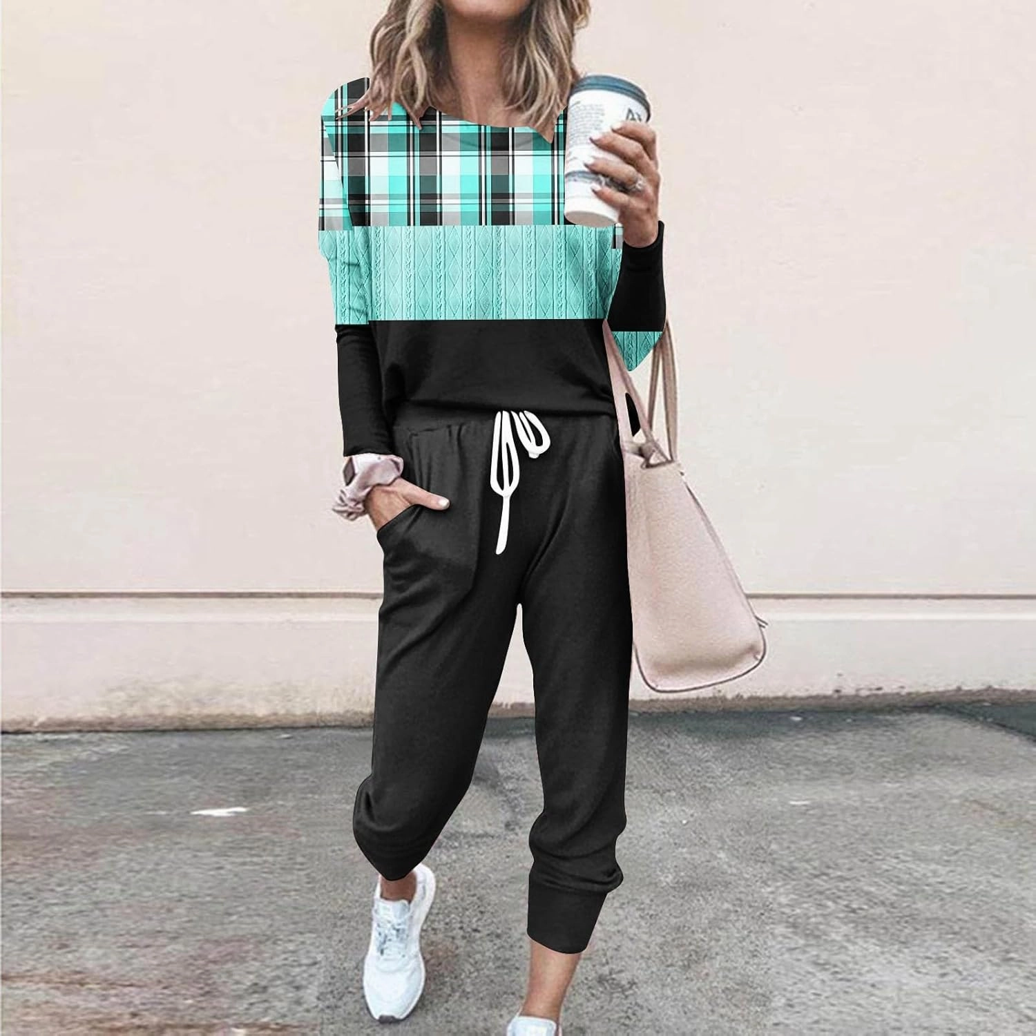 Lounge Sets for Women 2025 Crewneck Pullover Top and Long Pants Tracksuit Half Zip Sweatshirt and Wide Leg Sweatpant