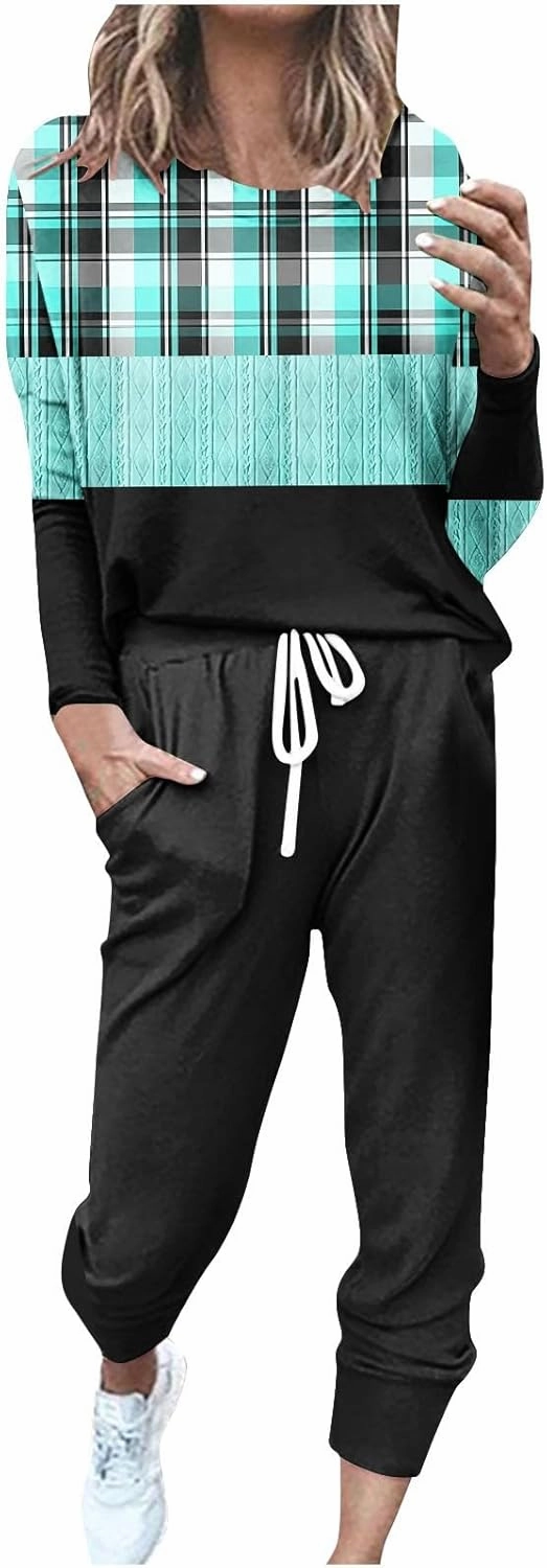 Lounge Sets for Women 2025 Crewneck Pullover Top and Long Pants Tracksuit Half Zip Sweatshirt and Wide Leg Sweatpant