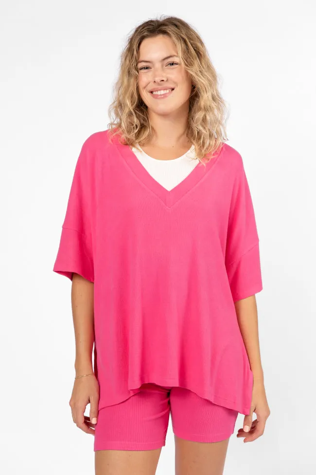 Love Me So Heather Hot Pink Ribbed Knit Set FINAL SALE