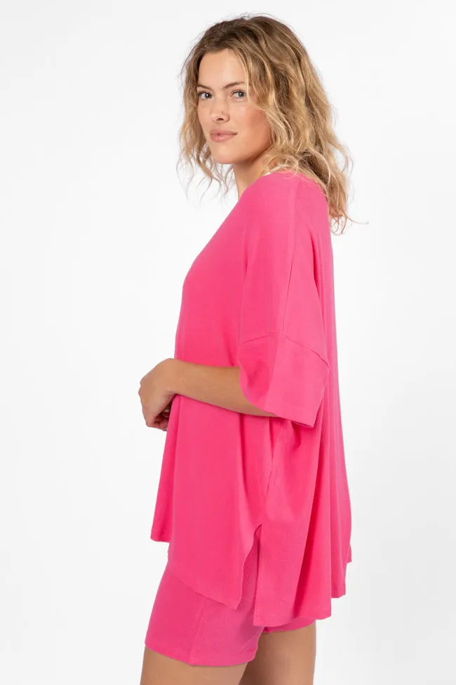 Love Me So Heather Hot Pink Ribbed Knit Set FINAL SALE