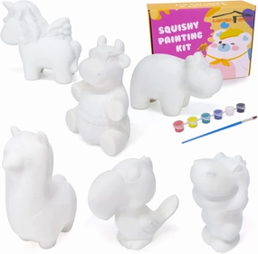 LovesTown squishies Painting Kit, 6 PCS DIY Animal Squishies Making Squishies Kit Paint Your Own Squishies for Birthday Gifts