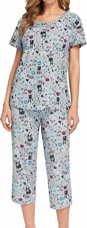 Lu's Chic Women's Cute Pajama Set Soft Cotton Capri Short Sleeve Comfy Pjs Pant Two Piece Sleepwear