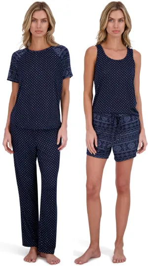 Lucky Brand 4-Piece Lounge Pajamas Sets For Women - Buttery Soft Top, Tank Top, Shorts and Pants