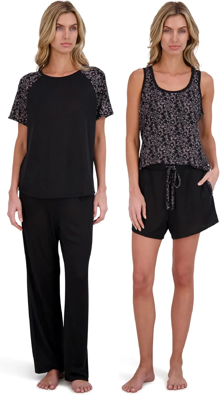 Lucky Brand 4-Piece Lounge Pajamas Sets For Women - Buttery Soft Top, Tank Top, Shorts and Pants
