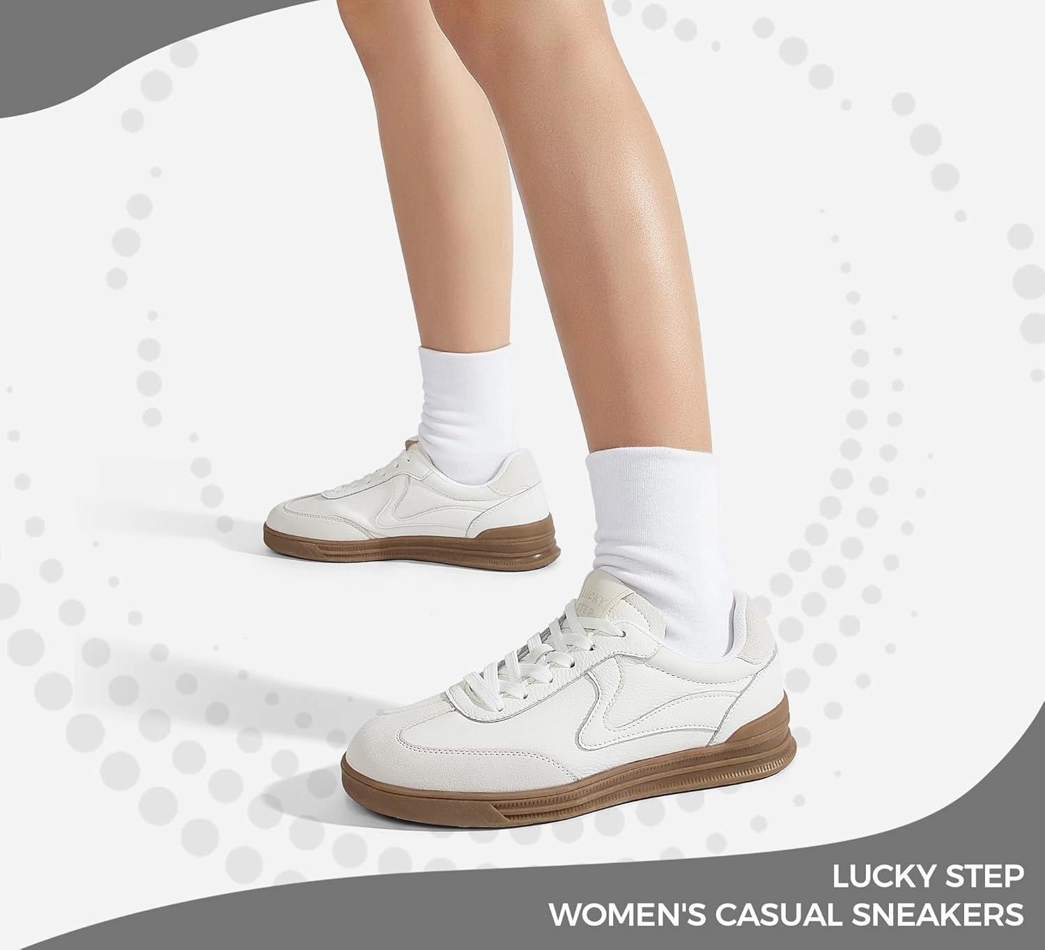 LUCKY STEP Women's Retro Fashion Sneakers Classic Cute Casual Trainers Trendy Footwear Lace up Tennis Walking Skate Shoes