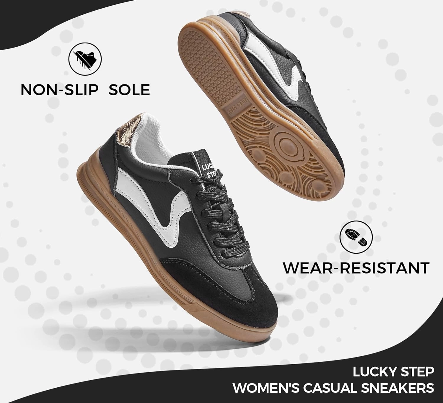 LUCKY STEP Women's Retro Fashion Sneakers Classic Cute Casual Trainers Trendy Footwear Lace up Tennis Walking Skate Shoes