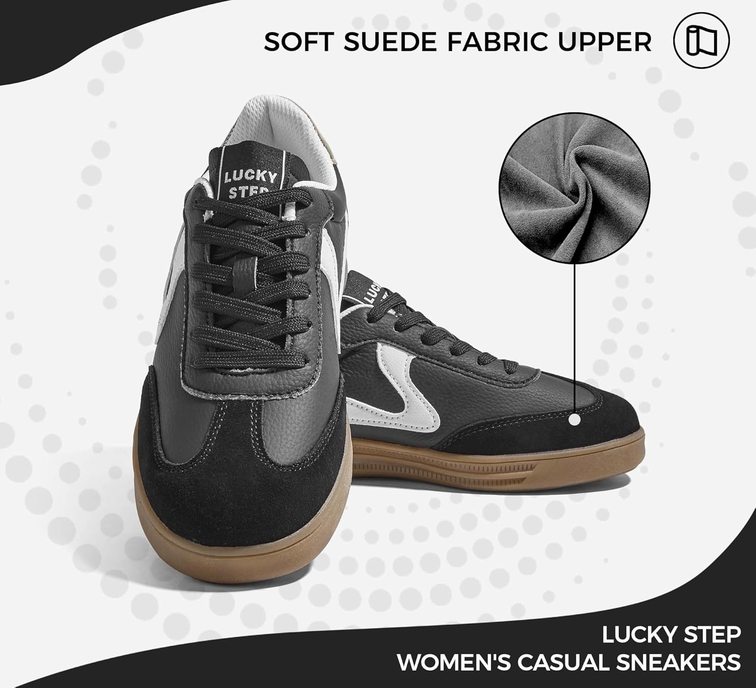 LUCKY STEP Women's Retro Fashion Sneakers Classic Cute Casual Trainers Trendy Footwear Lace up Tennis Walking Skate Shoes