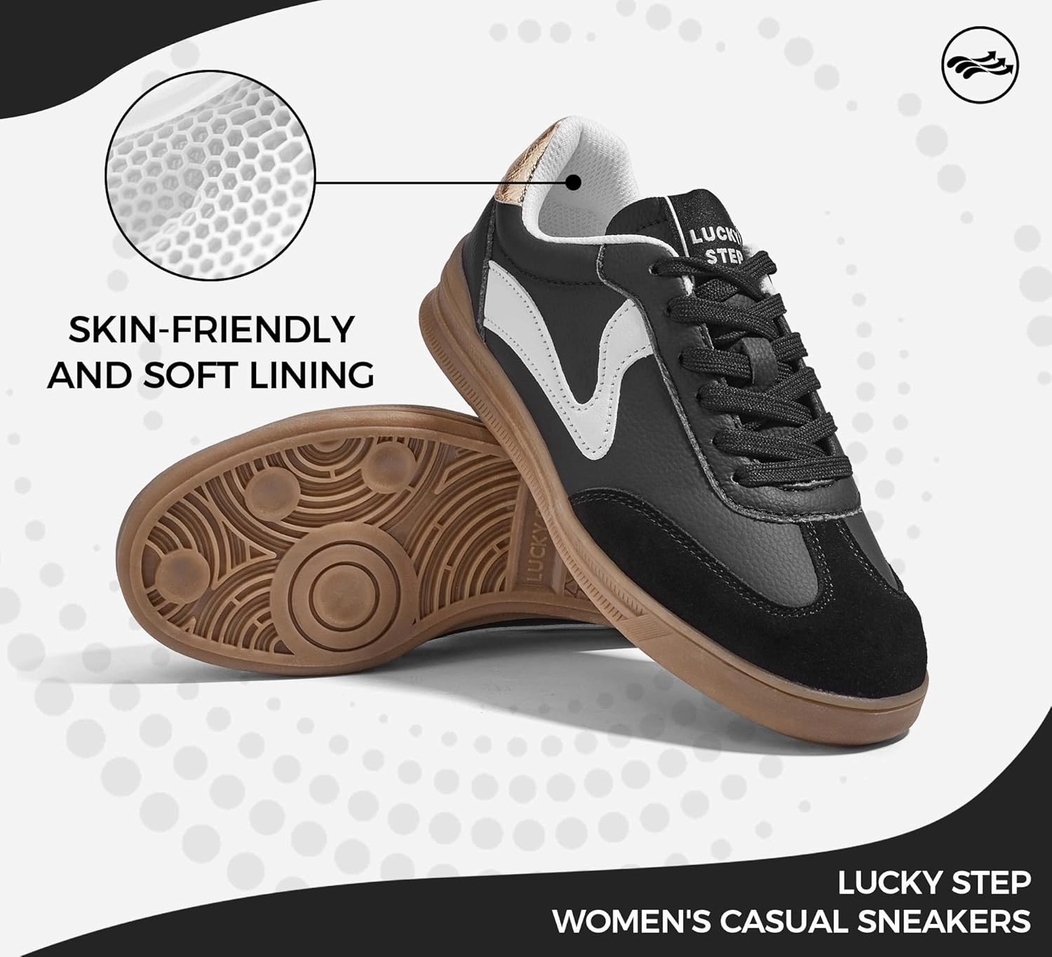 LUCKY STEP Women's Retro Fashion Sneakers Classic Cute Casual Trainers Trendy Footwear Lace up Tennis Walking Skate Shoes