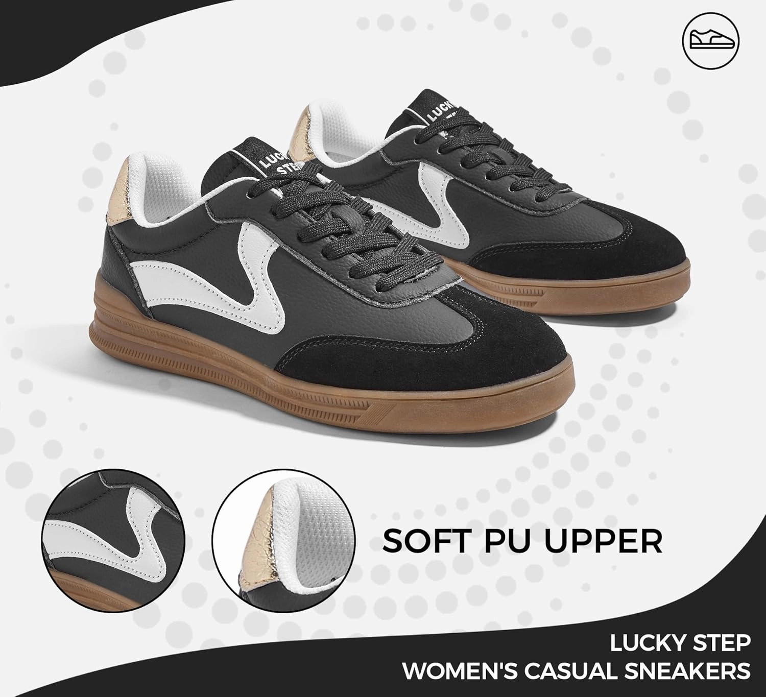 LUCKY STEP Women's Retro Fashion Sneakers Classic Cute Casual Trainers Trendy Footwear Lace up Tennis Walking Skate Shoes