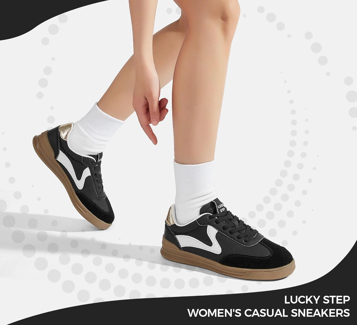 LUCKY STEP Women's Retro Fashion Sneakers Classic Cute Casual Trainers Trendy Footwear Lace up Tennis Walking Skate Shoes