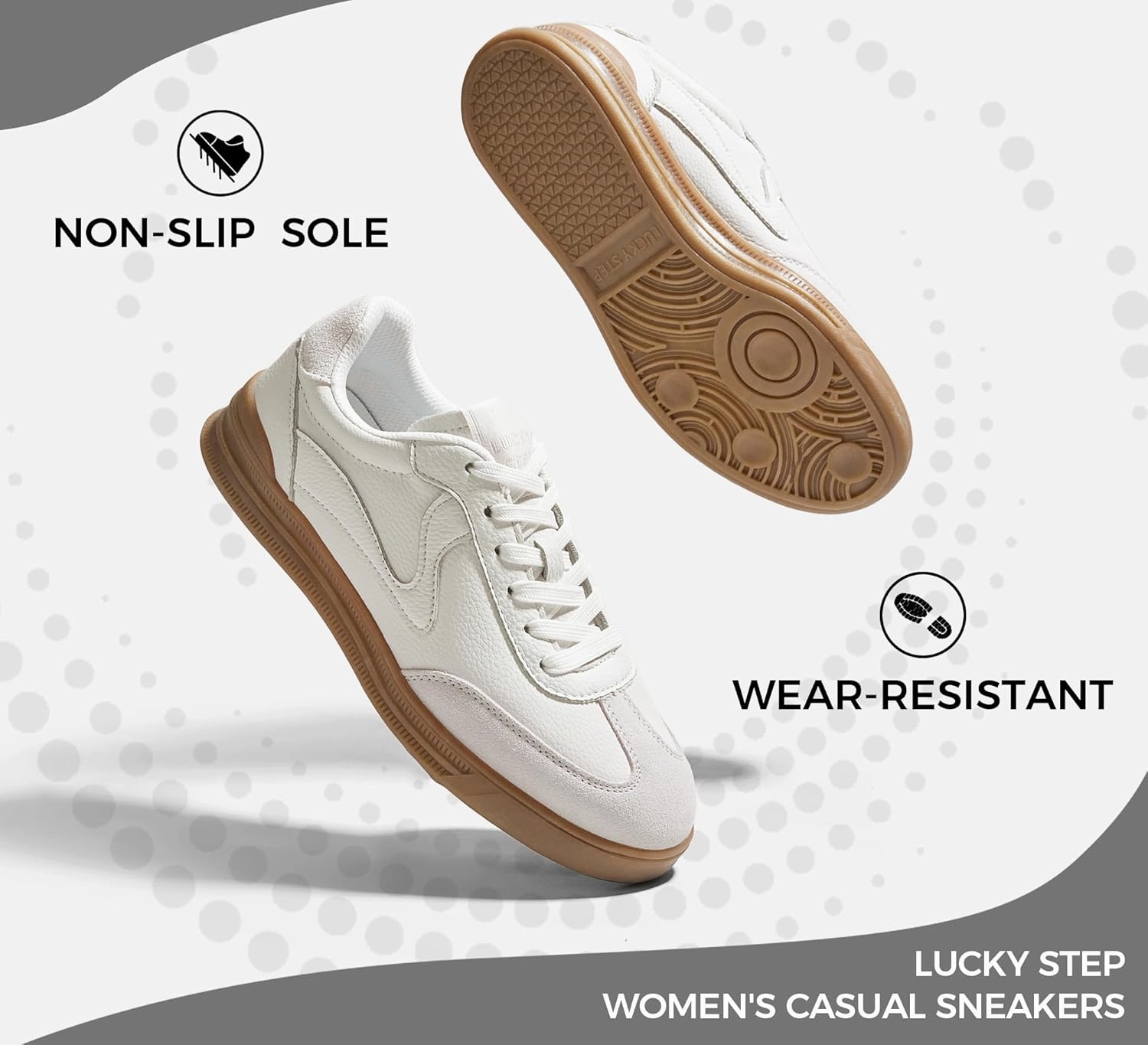 LUCKY STEP Women's Retro Fashion Sneakers Classic Cute Casual Trainers Trendy Footwear Lace up Tennis Walking Skate Shoes
