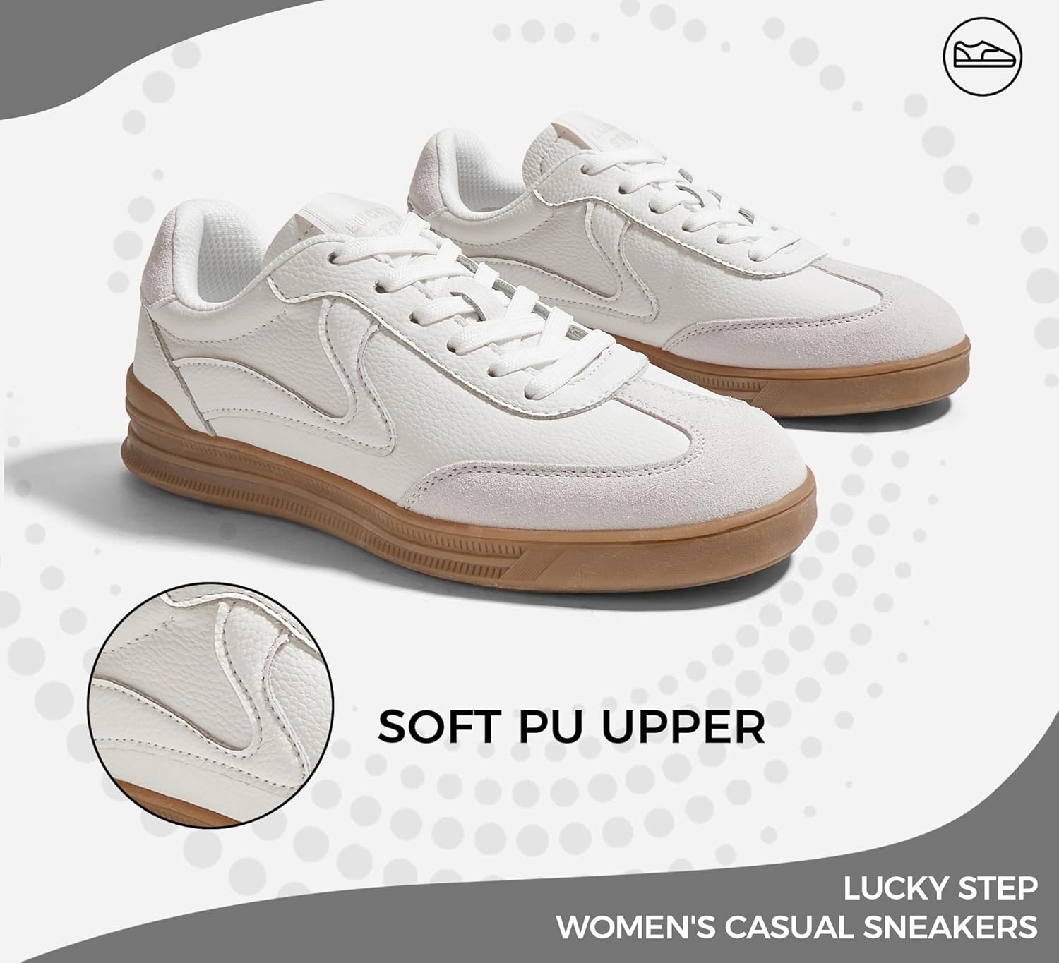 LUCKY STEP Women's Retro Fashion Sneakers Classic Cute Casual Trainers Trendy Footwear Lace up Tennis Walking Skate Shoes