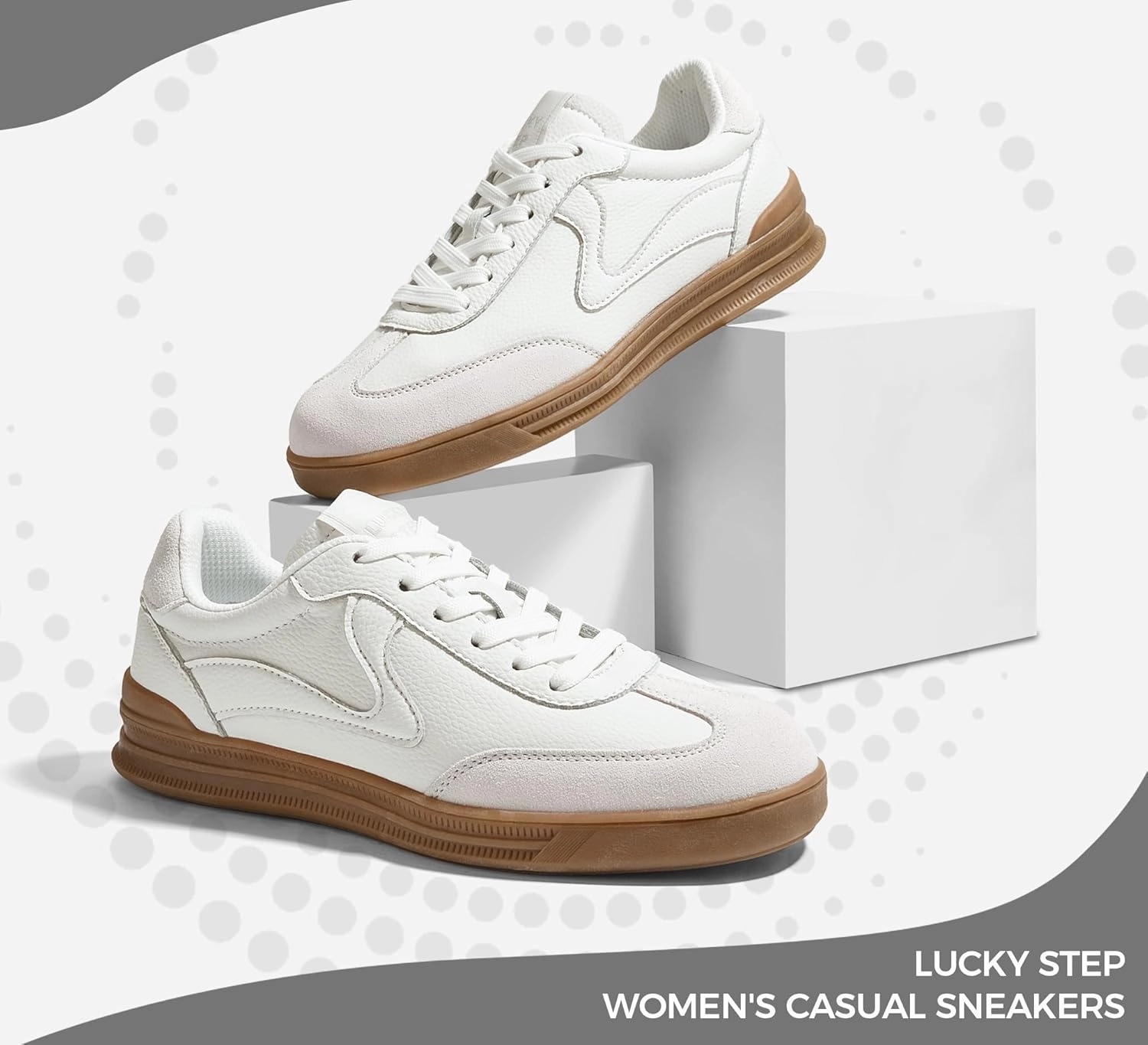 LUCKY STEP Women's Retro Fashion Sneakers Classic Cute Casual Trainers Trendy Footwear Lace up Tennis Walking Skate Shoes