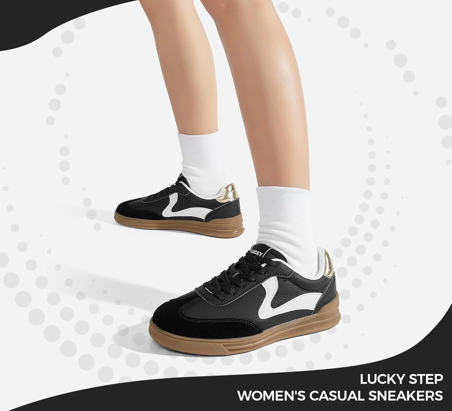 LUCKY STEP Women's Retro Fashion Sneakers Classic Cute Casual Trainers Trendy Footwear Lace up Tennis Walking Skate Shoes