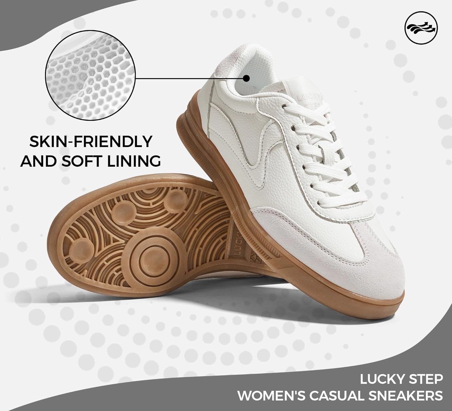 LUCKY STEP Women's Retro Fashion Sneakers Classic Cute Casual Trainers Trendy Footwear Lace up Tennis Walking Skate Shoes