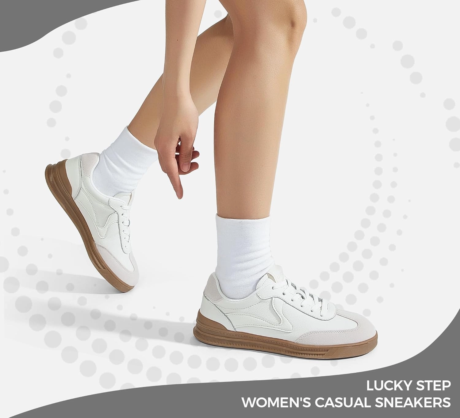 LUCKY STEP Women's Retro Fashion Sneakers Classic Cute Casual Trainers Trendy Footwear Lace up Tennis Walking Skate Shoes