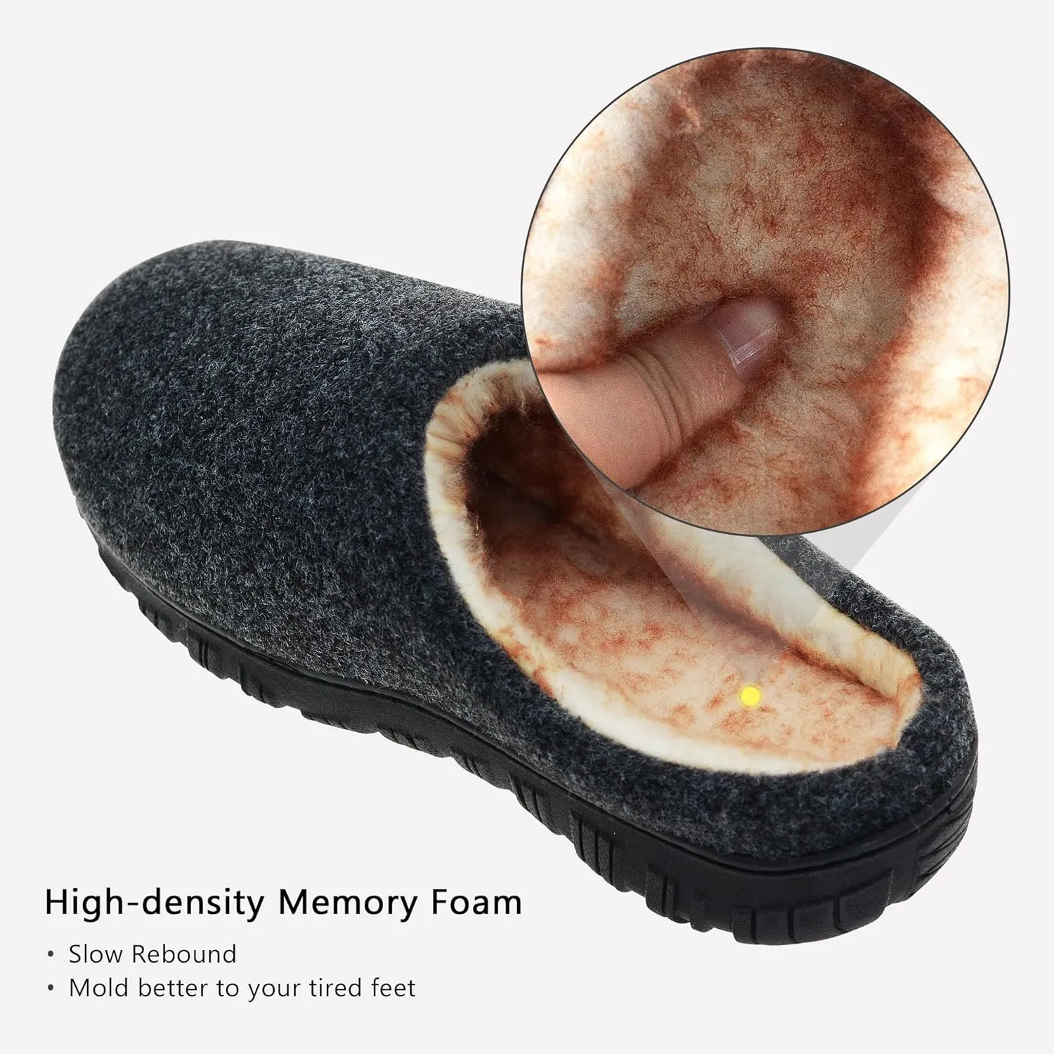 Lulex Mens Slippers Memory Foam House Slippers Indoor Outdoor Warm Fuzzy Comfy Fluffy House Shoes