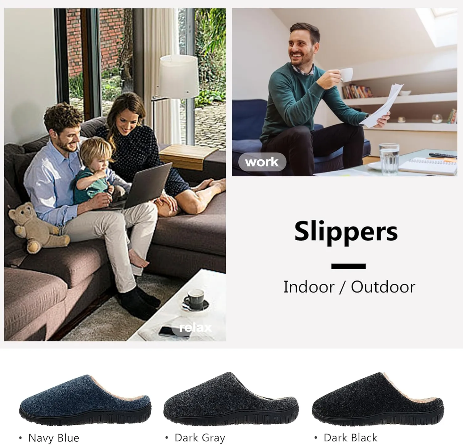 Lulex Mens Slippers Memory Foam House Slippers Indoor Outdoor Warm Fuzzy Comfy Fluffy House Shoes