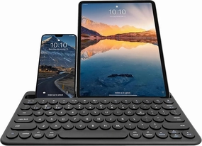 Macally Bluetooth Keyboard for Tablet | Wireless Keyboard for iPad mini/Air/Mini, iPhone (Multi-Device, Built-in Stand, Rechargeable) Easy to Use and Cute Portable