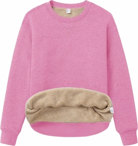 MAGCOMSEN Women's Winter Sweatshirts Sherpa Lined Crewneck Fleece Pullover Warm Casual Heavyweight Long Sleeve Tops