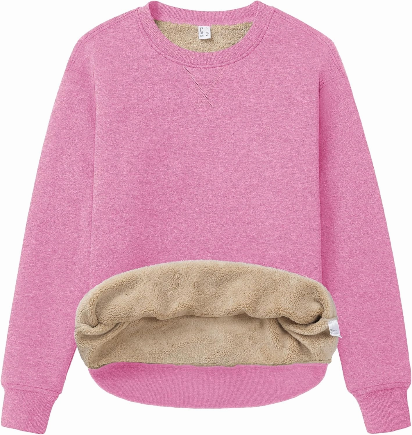 MAGCOMSEN Women's Winter Sweatshirts Sherpa Lined Crewneck Fleece Pullover Warm Casual Heavyweight Long Sleeve Tops