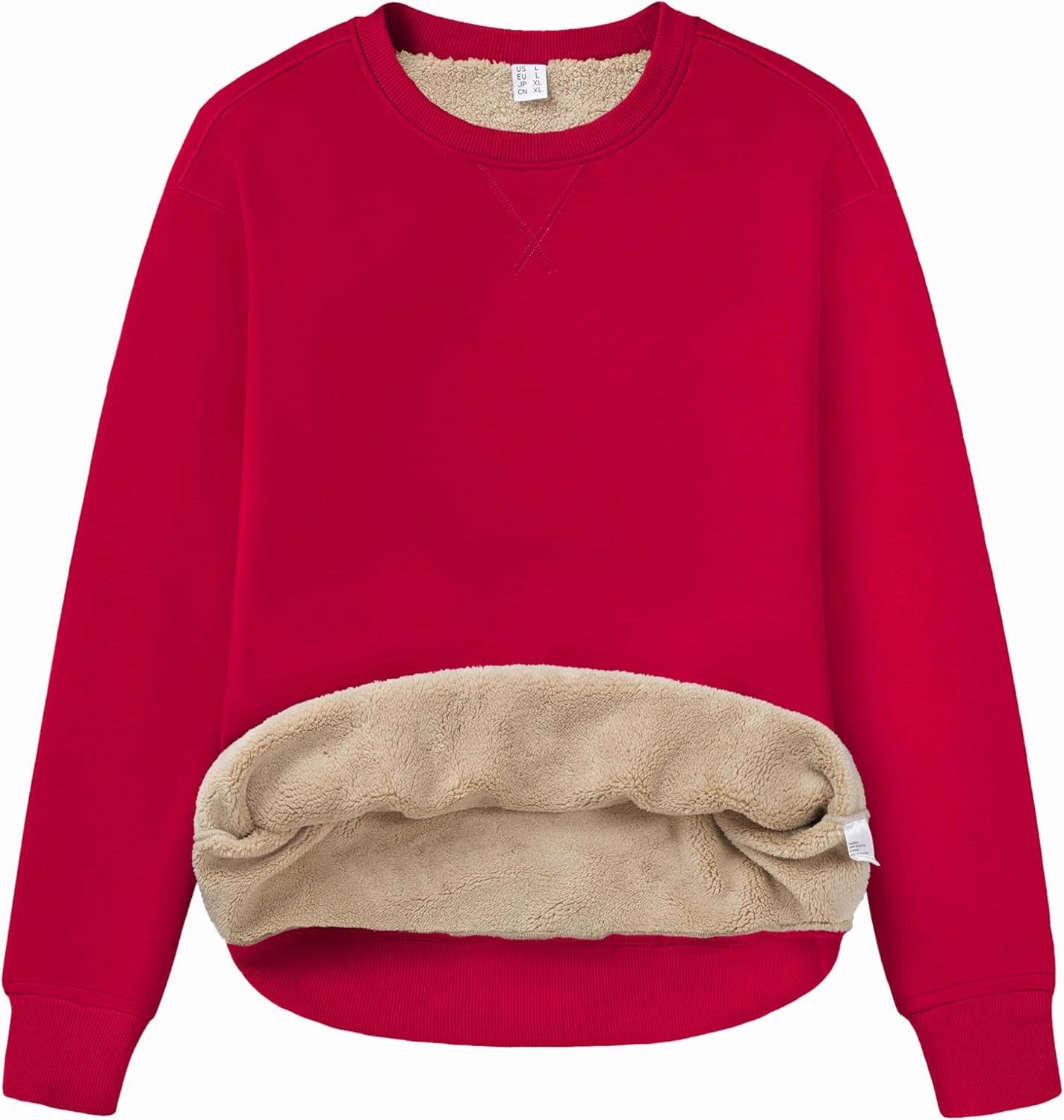 MAGCOMSEN Women's Winter Sweatshirts Sherpa Lined Crewneck Fleece Pullover Warm Casual Heavyweight Long Sleeve Tops