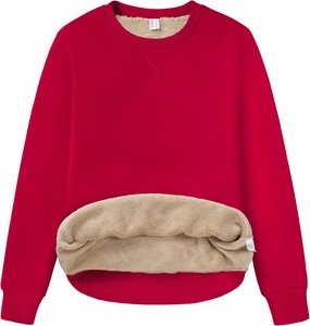 MAGCOMSEN Women's Winter Sweatshirts Sherpa Lined Crewneck Fleece Pullover Warm Casual Heavyweight Long Sleeve Tops