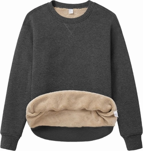 MAGCOMSEN Women's Winter Sweatshirts Sherpa Lined Crewneck Fleece Pullover Warm Casual Heavyweight Long Sleeve Tops
