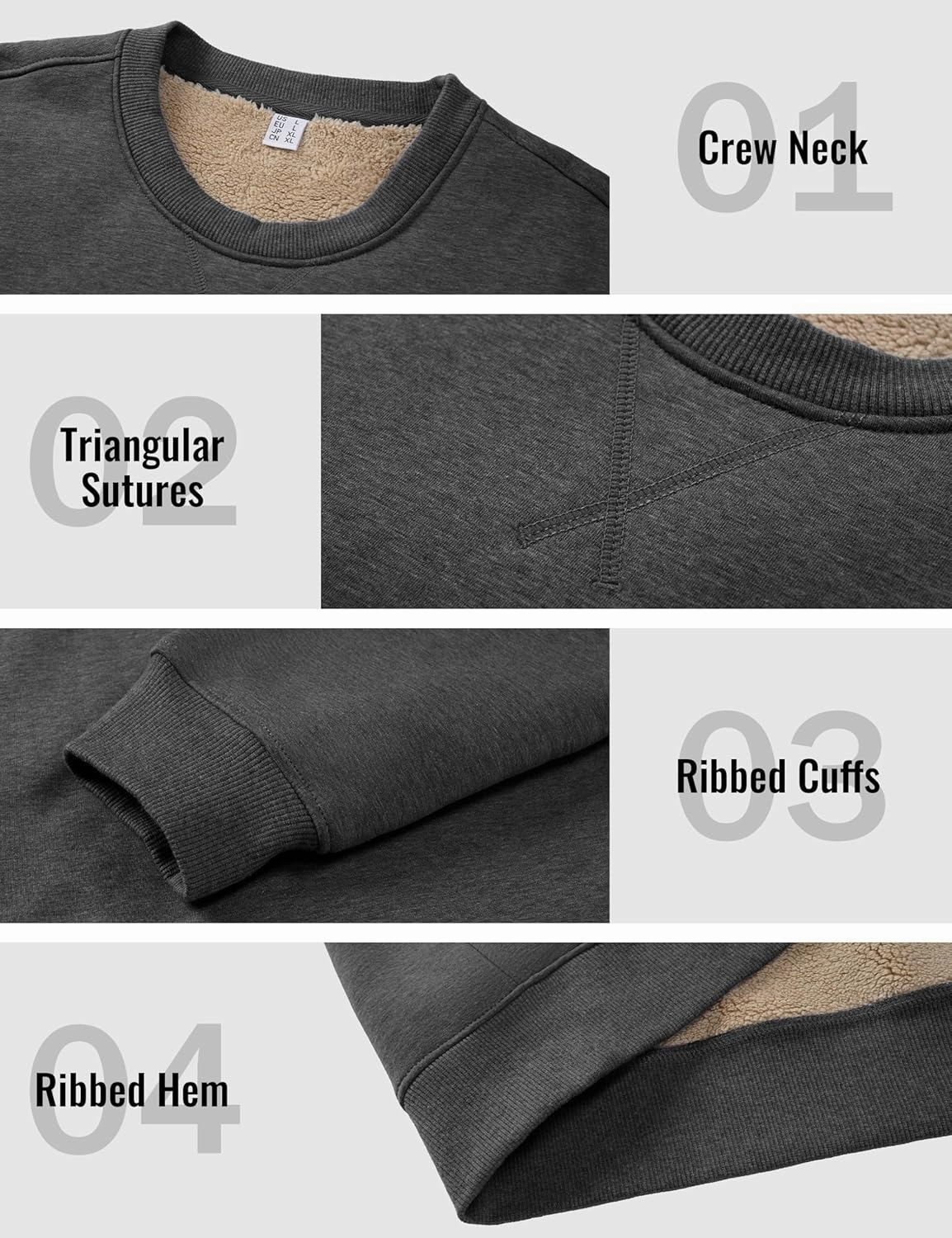 MAGCOMSEN Women's Winter Sweatshirts Sherpa Lined Crewneck Fleece Pullover Warm Casual Heavyweight Long Sleeve Tops