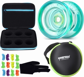 MAGICYOYO K2 Crystal Green Responsive Kids Yoyo, Plastic Pro Trick Yo-yo, 12 Strings, 1 Bag, 1 Glove, 1 Storage Case