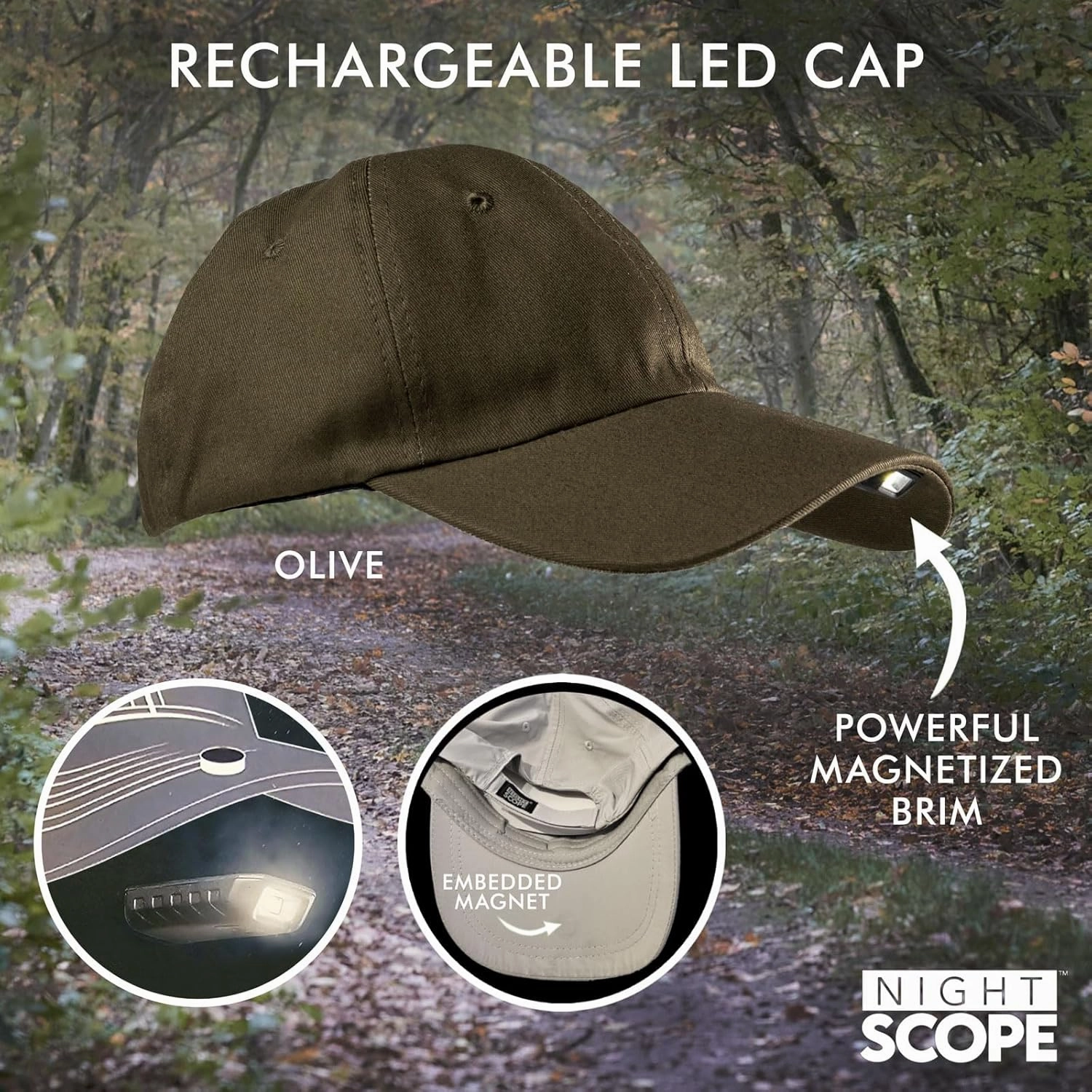 MagnaLite Pro Sport Cap with Hands-Free Magnetized Brim and Powerful Magnetic Rechargeable Mini-LED Attachment