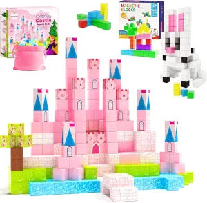 Magnetic Blocks Building Toys-Princess Castle Collection World, Princess Toys Birthday Gifts,Kids Toys for 3 4 5 6 7 8 Year Old Girls Boys, Montessori Sensory STEM Preschool Outdoor Toddler Toys