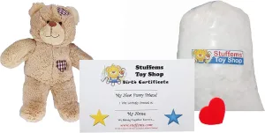 Make Your Own Stuffed Animal Mini 8 Inch Brown Patch Heart Bear Kit - No Sewing Required!