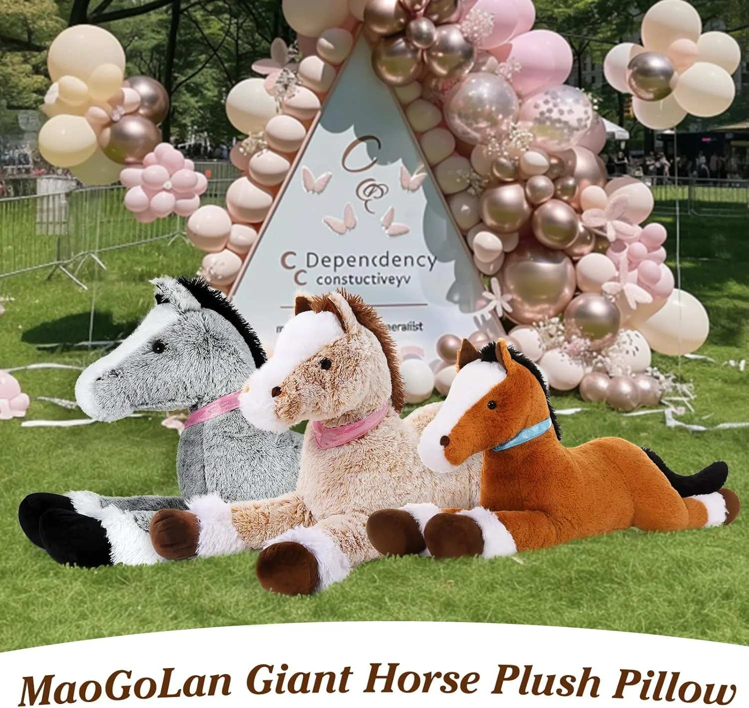 MaoGoLan Big Horse Plush Stuffed Animal,33 inch Horse Plush Toy, Brown Stuffed Horse, Ridable Stuffed Pony Plush Pillow for Kids