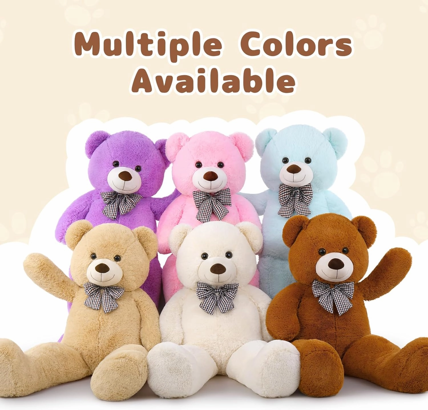 MaoGoLan Giant White Teddy Bear Stuffed Animal 5 Feet,Soft Cuddly Smiling Face Big Teddy Bear Plush Gift for Boyfriend Girlfriend