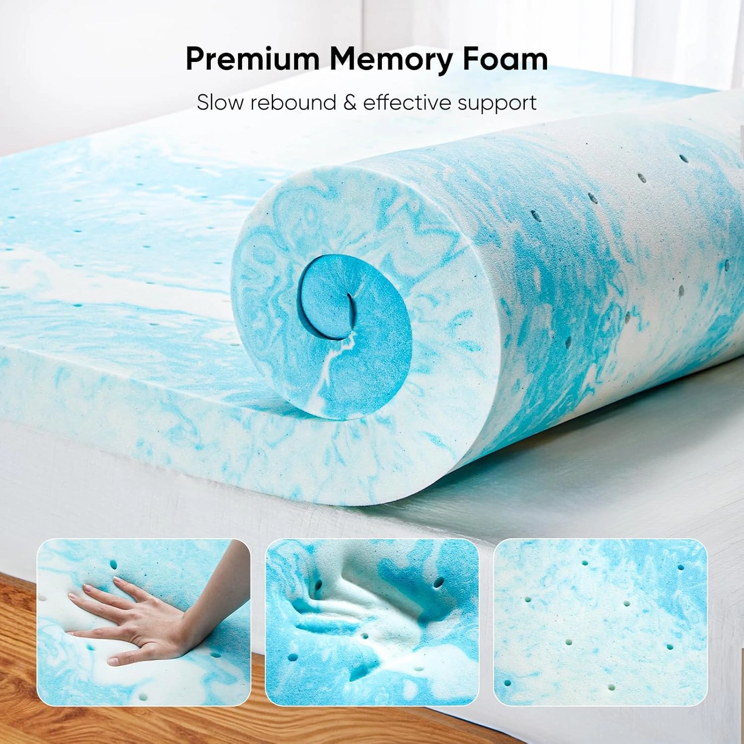 Marsail Mattress Topper Twin, 3-inch Gel Memory Foam, Bed Topper for Twin Size Bed, Soft for Sleeper Sofa, RV, Camper, CertiPUR-US Certified