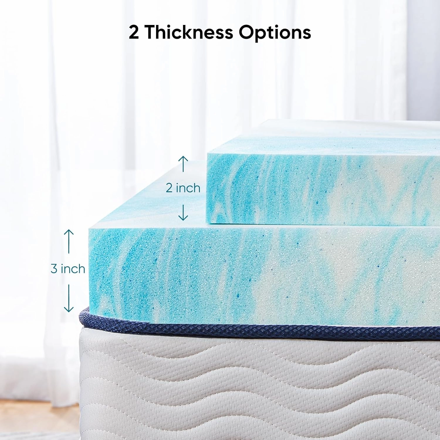 Marsail Mattress Topper Twin, 3-inch Gel Memory Foam, Bed Topper for Twin Size Bed, Soft for Sleeper Sofa, RV, Camper, CertiPUR-US Certified