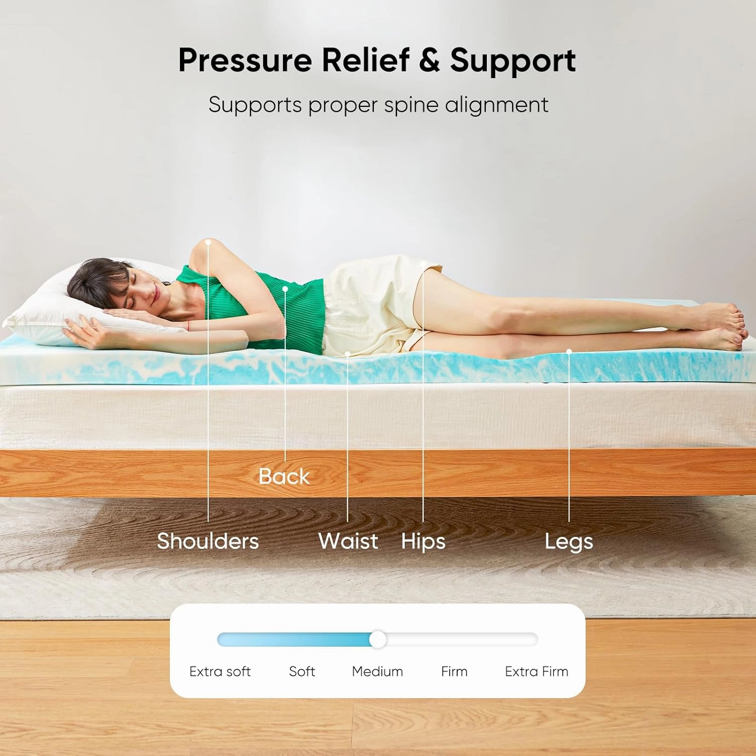 Marsail Mattress Topper Twin, 3-inch Gel Memory Foam, Bed Topper for Twin Size Bed, Soft for Sleeper Sofa, RV, Camper, CertiPUR-US Certified