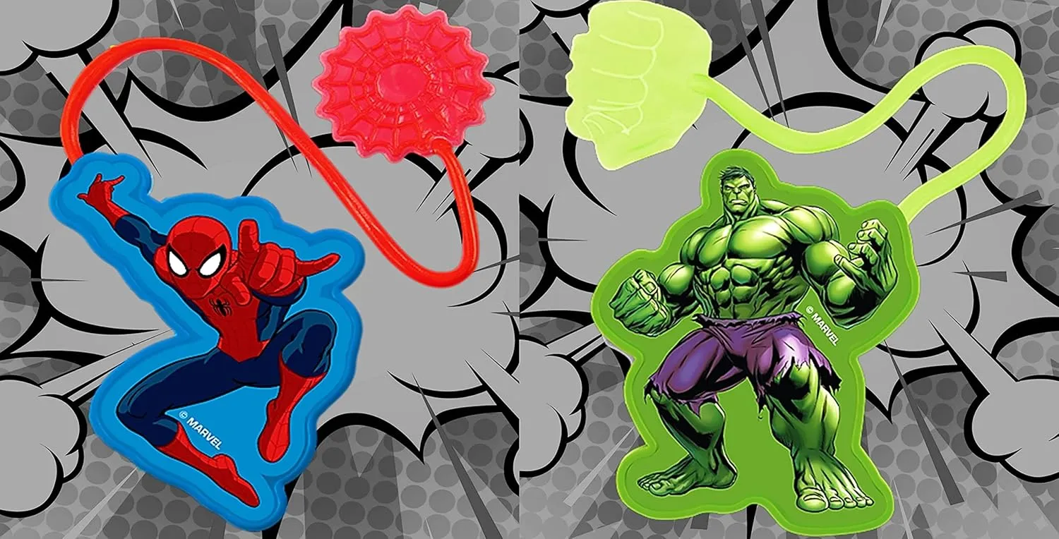 Marvel Spiderman & Hulk Sticky Hands Silly Slap Toys (8 Assorted) for Kids. Vending Machine & Bulk Birthday Goodie Bag Toys