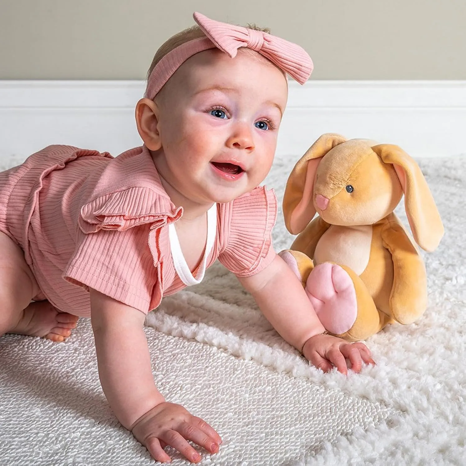 Mary Meyer Stuffed Animal Smootheez Pillow-Soft Toy, 12-Inches, Tan Hippity Hop Bunny