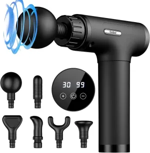 Massage Gun, Massage Gun Deep Tissue, Handheld Back Massager for Athletes, Percussion Muscle Massager with 6 Attachments & 30 Speed, Father's Day Gifts, Black
