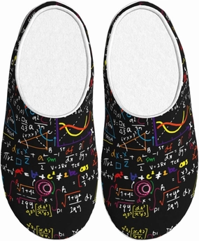 Math Formula print Men's Women's Slippers Comfort Closed Toe House Shoes Fall Winter Home Slippers Indoor Scuff